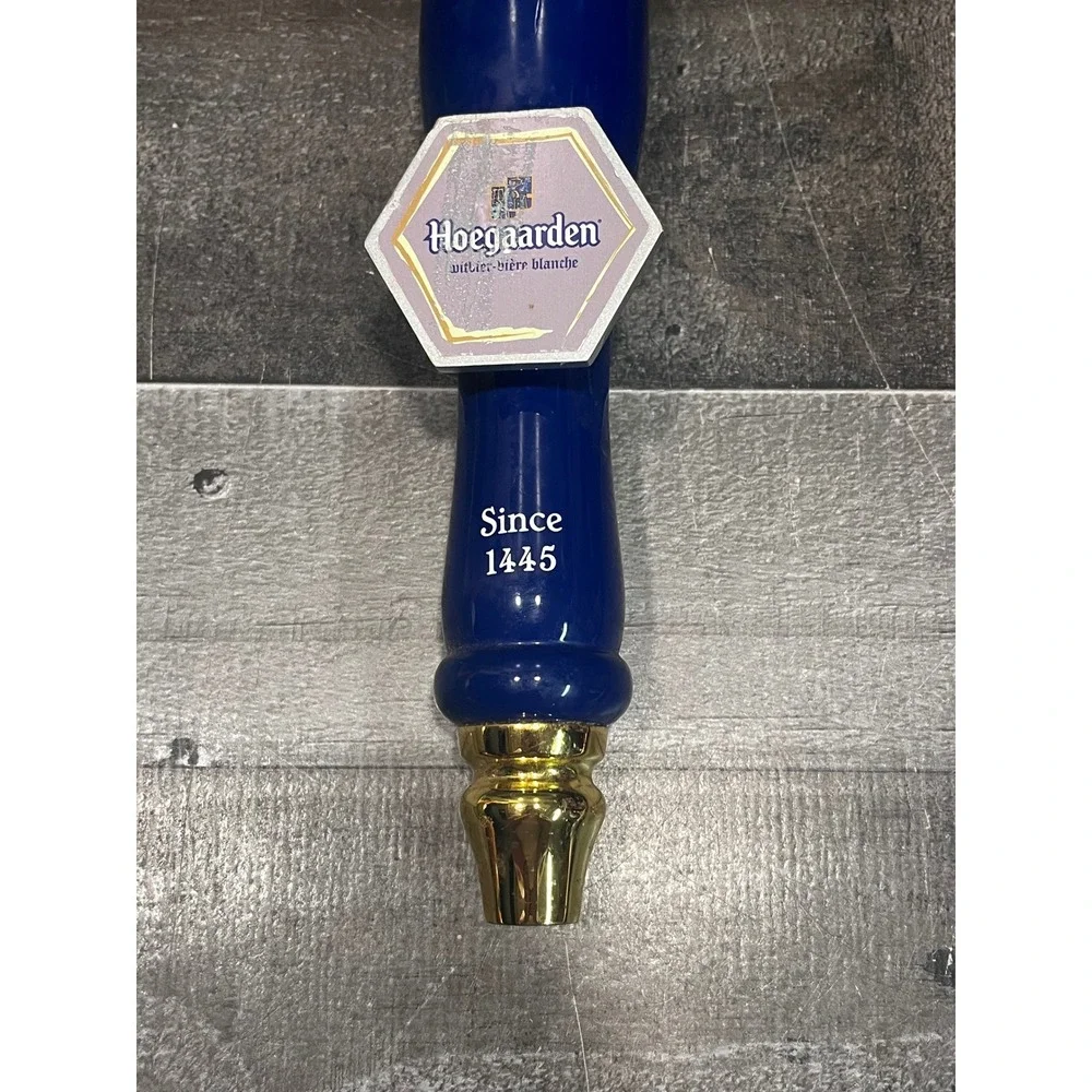Hoegaarden Belgian White Beer Tap Handle Blue Yellow Glass Top Bar Decor 11 Inch